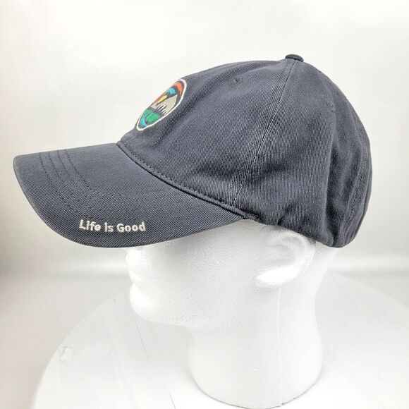 Life is Good Mountain Sunrise Chill Cap Hat Gray Large Stretch Fit Arched Brim - Picture 3 of 8